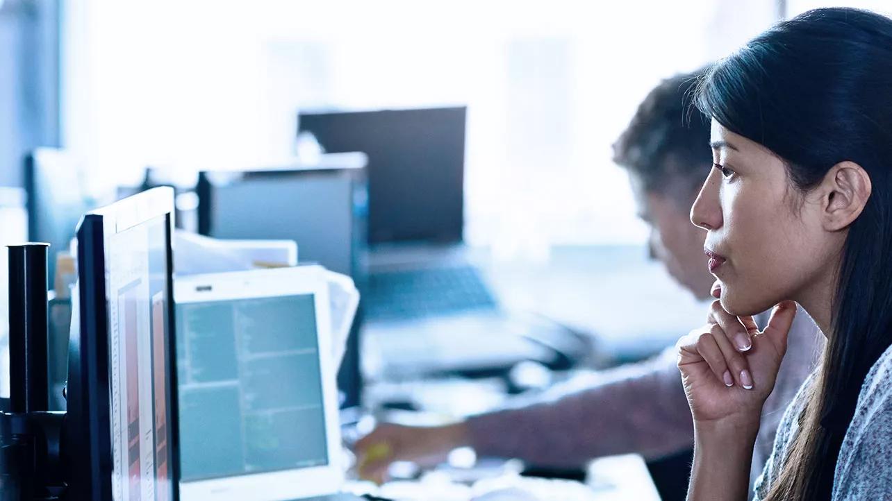 Woman Looking at Computer Monitor
