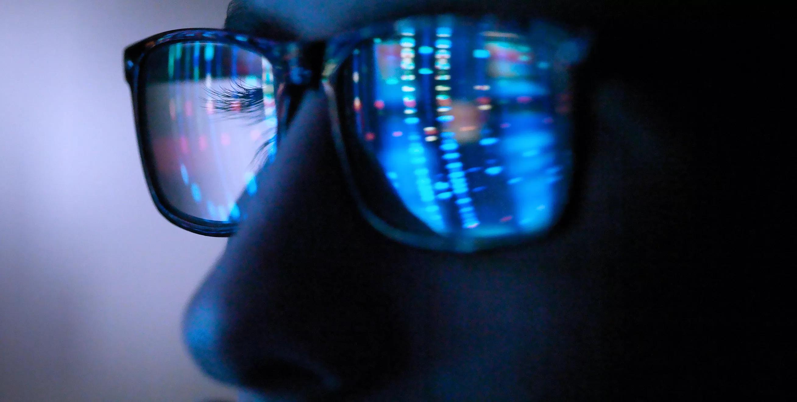 Woman With Glasses With Reflections